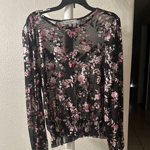 Anne Fontaine Black and Pink Floral Blouse
